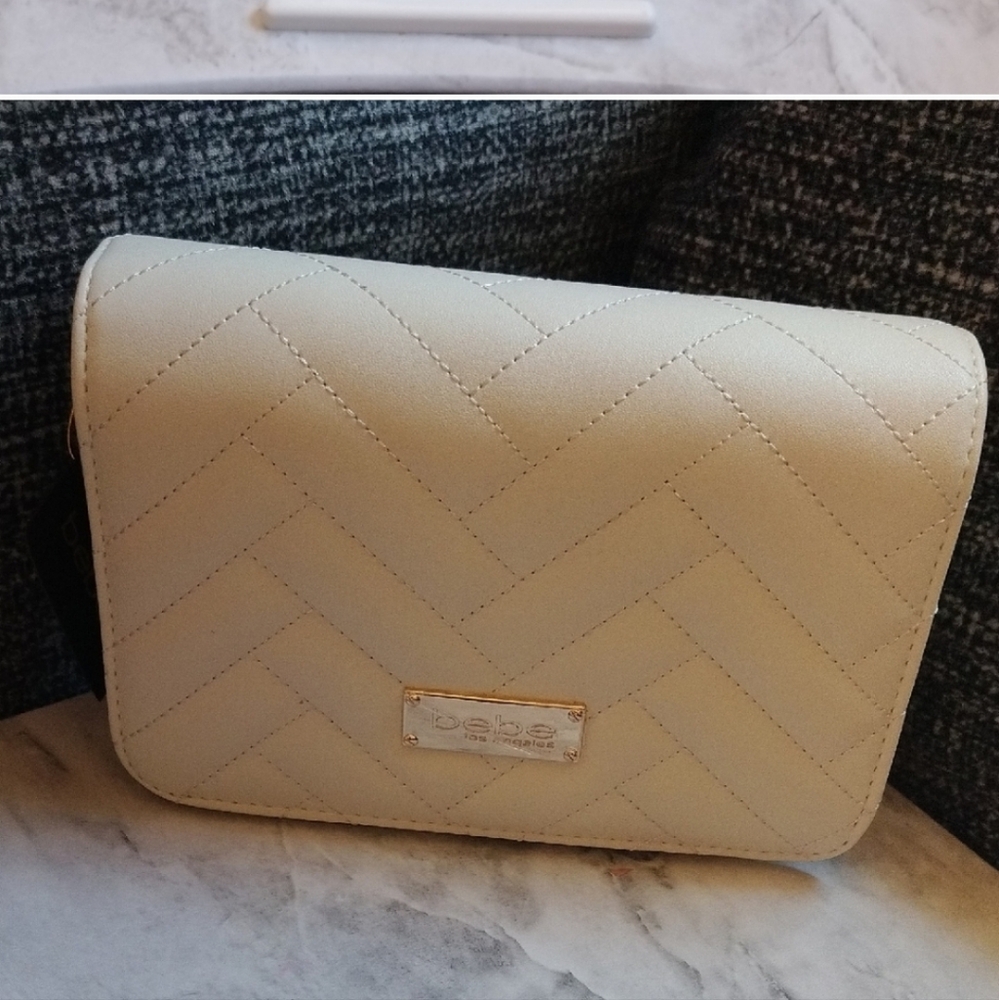 Bebe Cream Chain Shoulder Bag